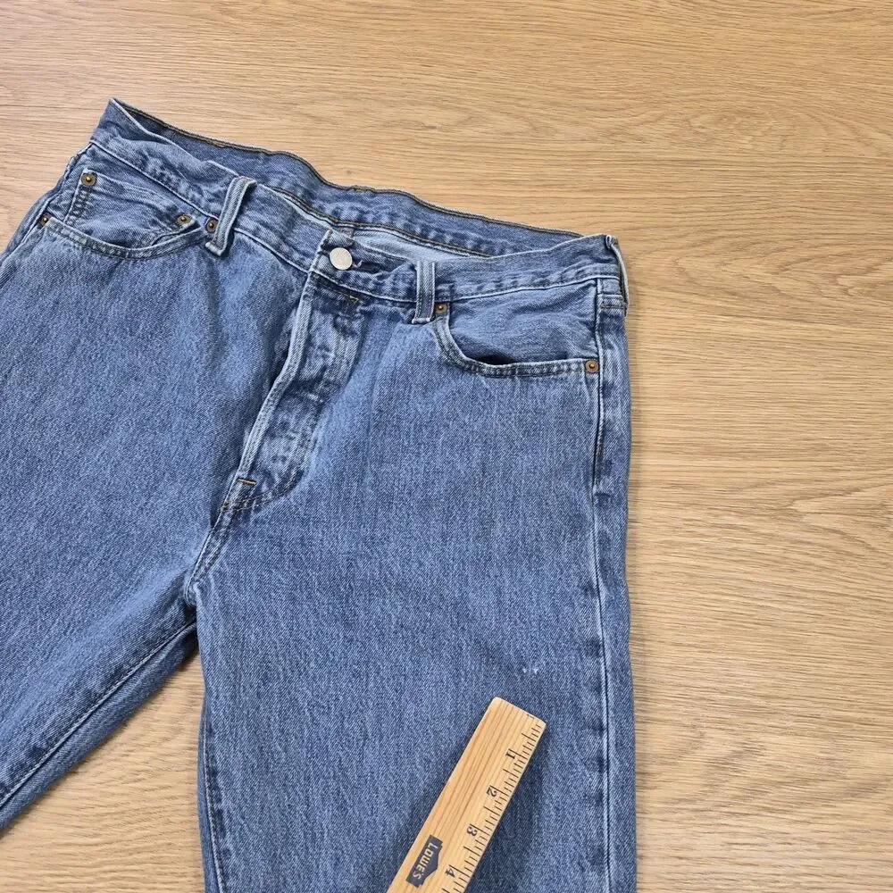 Levi’s 501 Jeans Mens 34x32 Button Fly Medium Wash Cowboy Stretch Denim Pants
